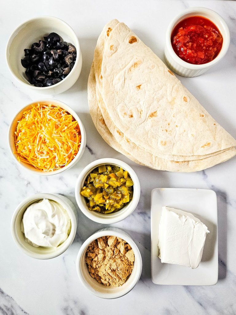 Cheesy Mexican Pinwheels Ingredients.