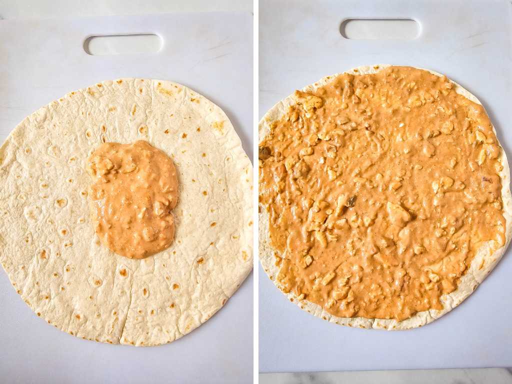 Cheesy Mexican pinwheels in process 2.