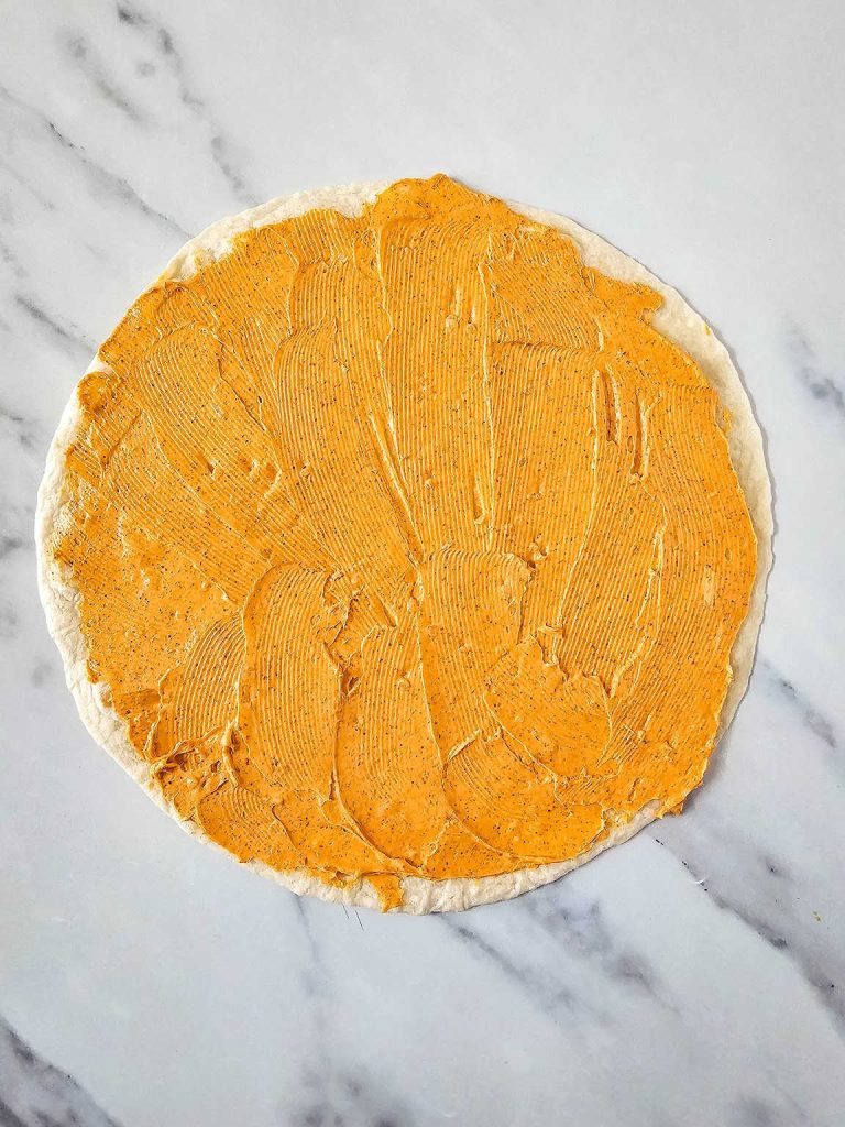 Chicken enchilada pinwheels in process 2.