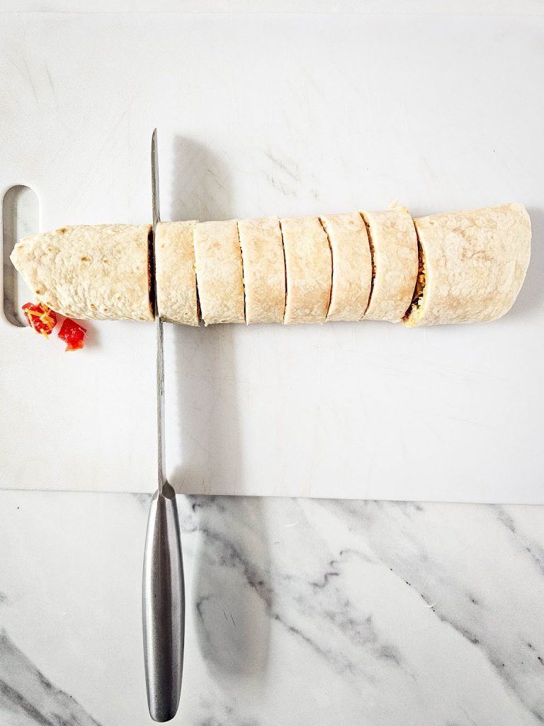 Chicken enchilada pinwheels in process 7.