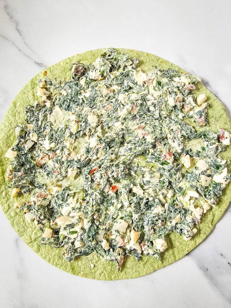 Spinach dip pinwheels in process 4.