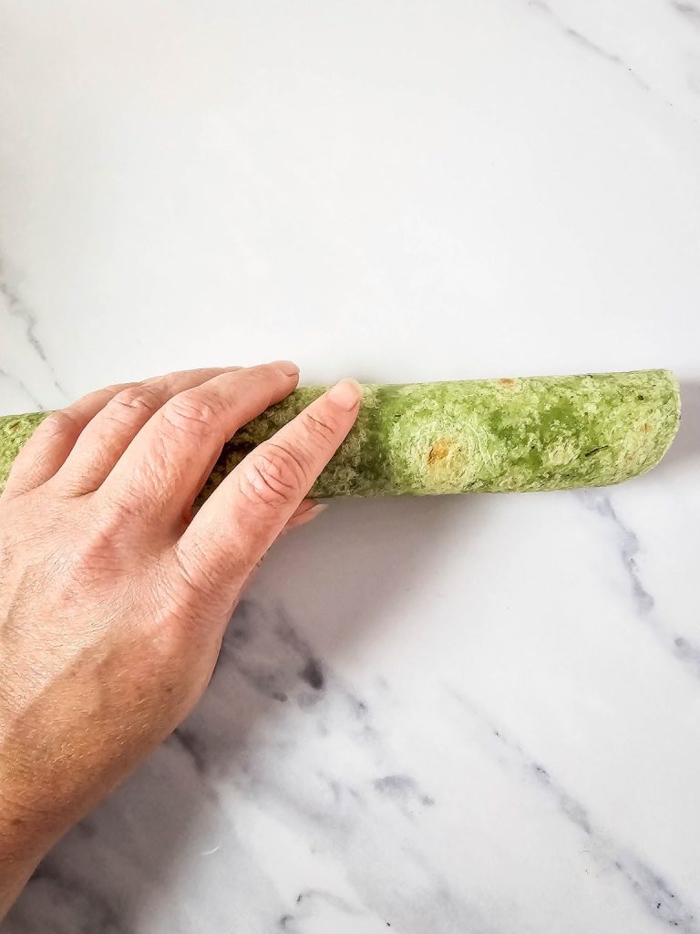 Spinach dip pinwheels in process 6.