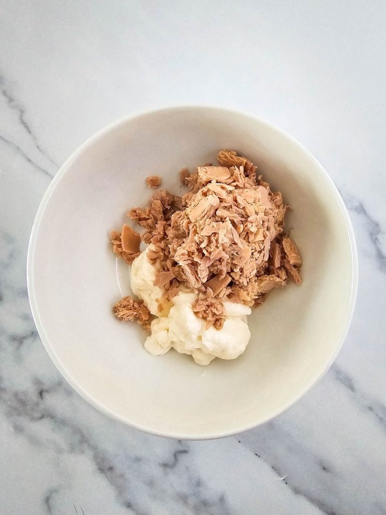 Tuna salad pinwheels in process 1.