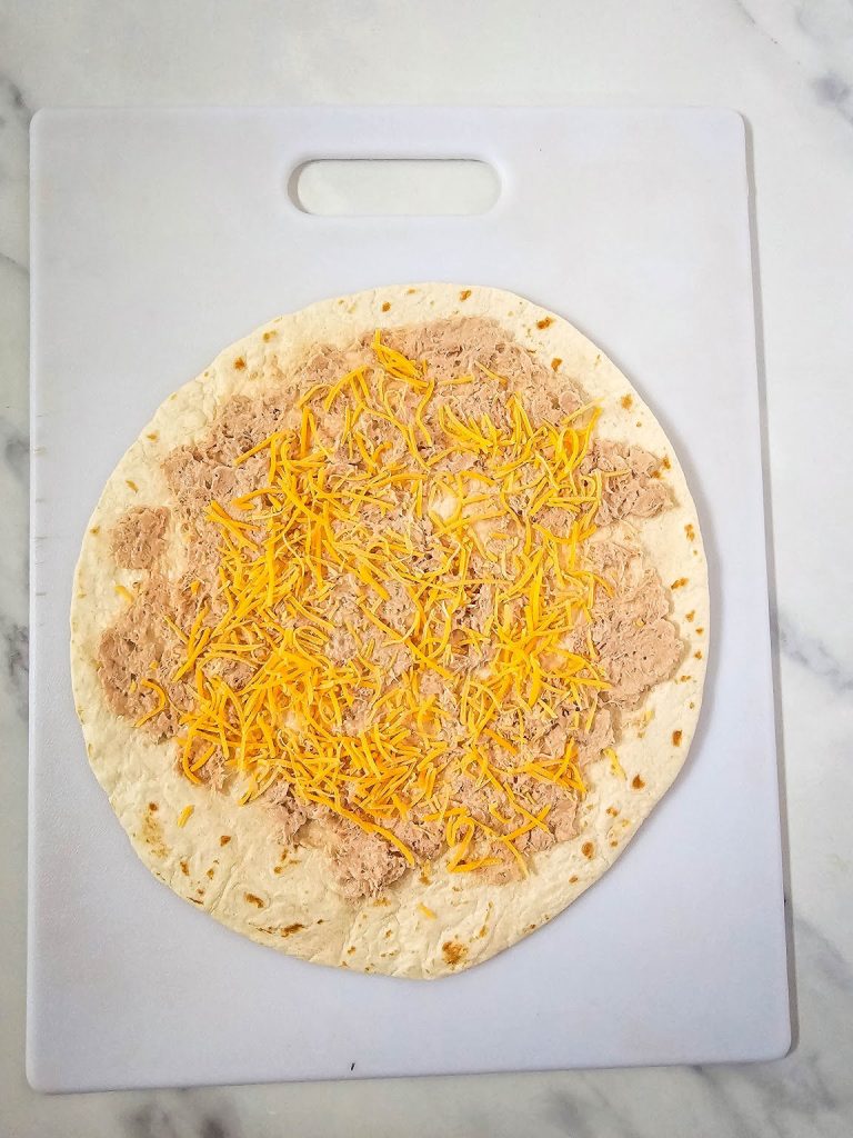 Tuna salad pinwheels in process 3.