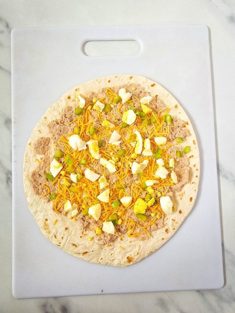 Tuna salad pinwheels in process 6.