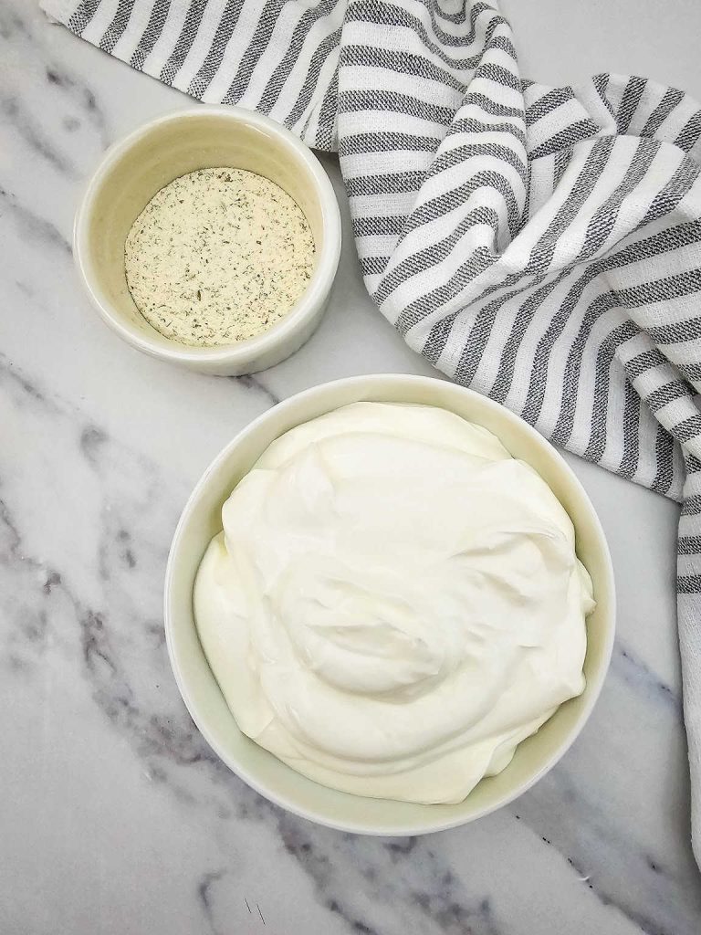 2 Ingredient ranch dip ingredients.