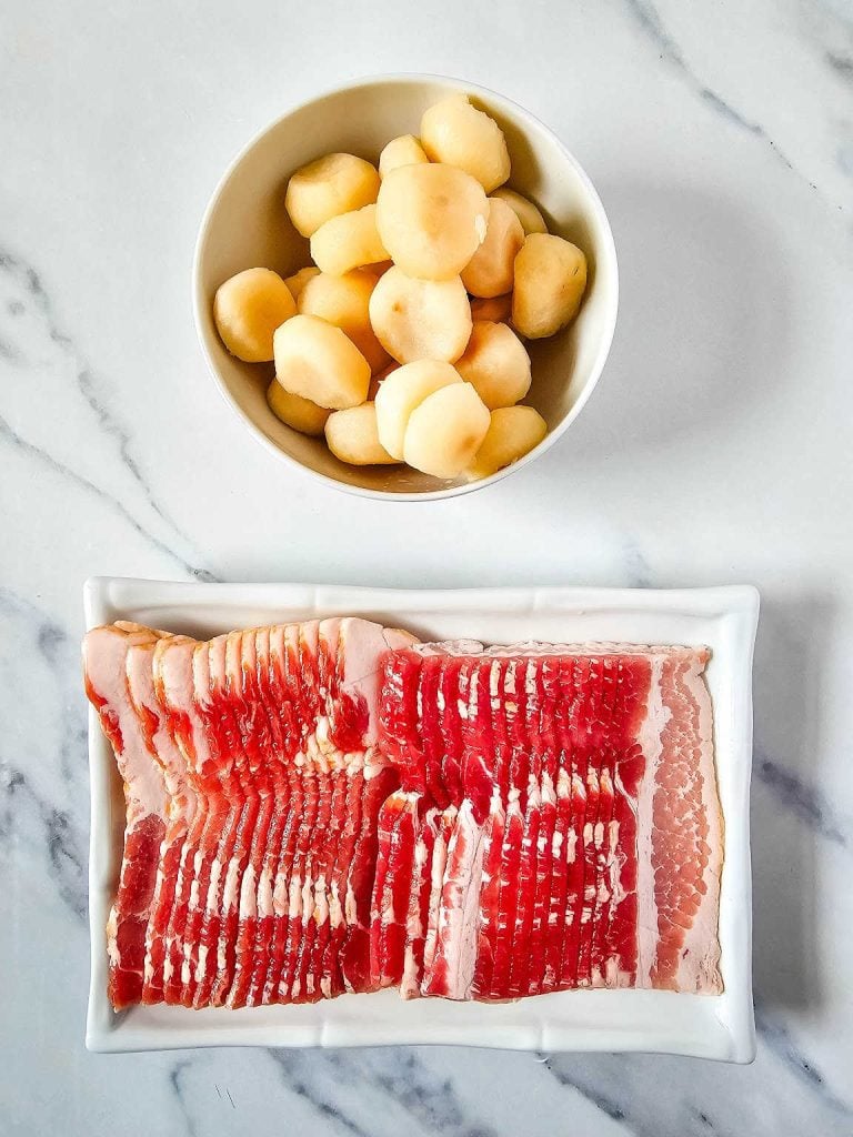 Air fryer bacon wrapped water chestnuts ingredients.