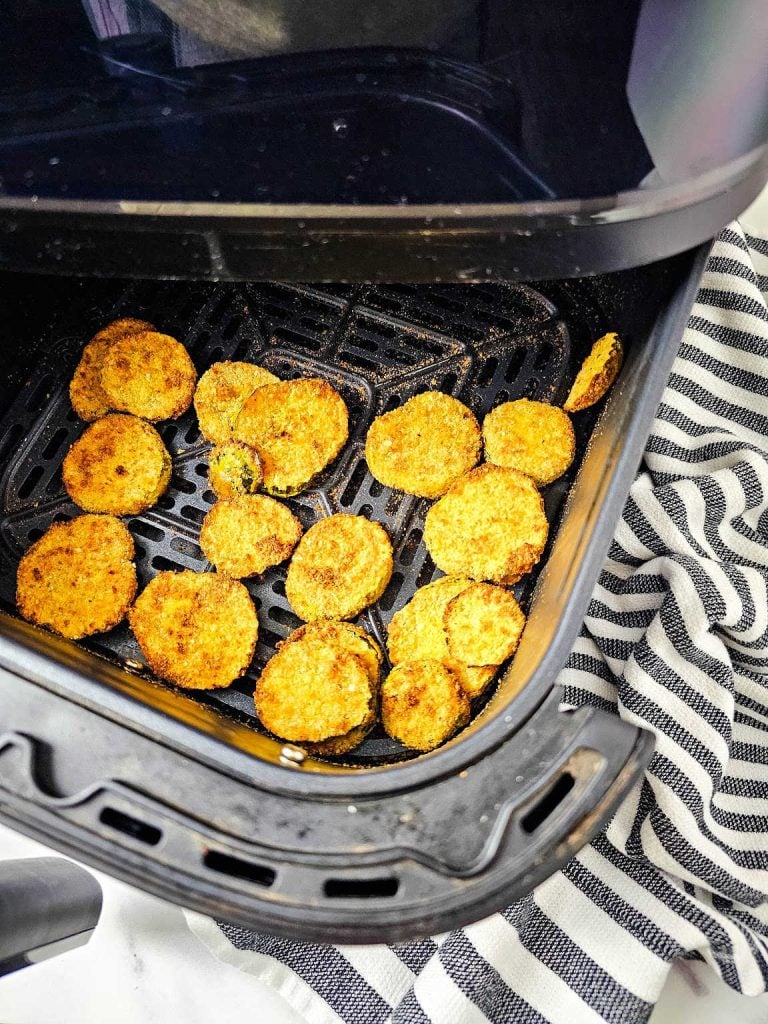 Fried pickles in an air fryer.
