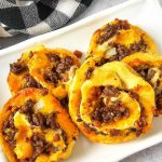 Bacon cheeseburger pinwheels.