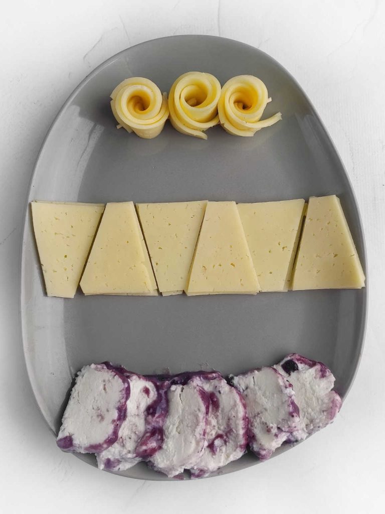 Easter egg shaped charcuterie board process 3.