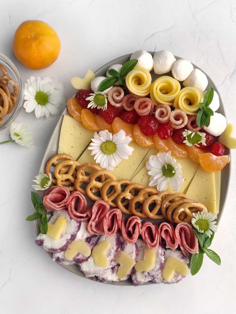 Easter egg shaped charcuterie board process 5.