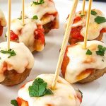 Meatball marinara bites with mozzarella.
