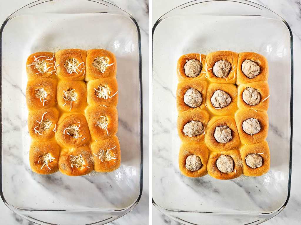 Meatball sliders process.