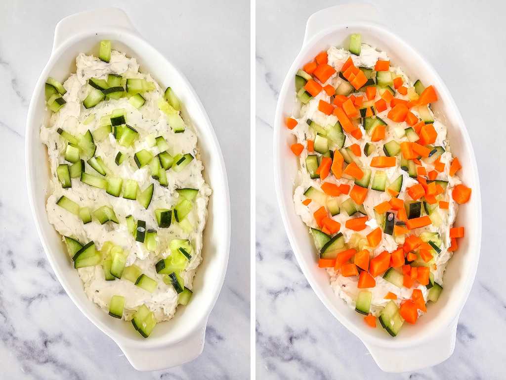 Veggie pizza dip in process 2.