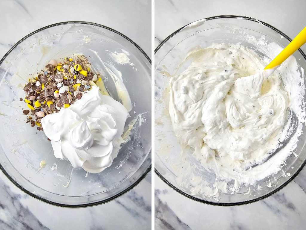 Cadbury eggs cheesecake dip process 2.