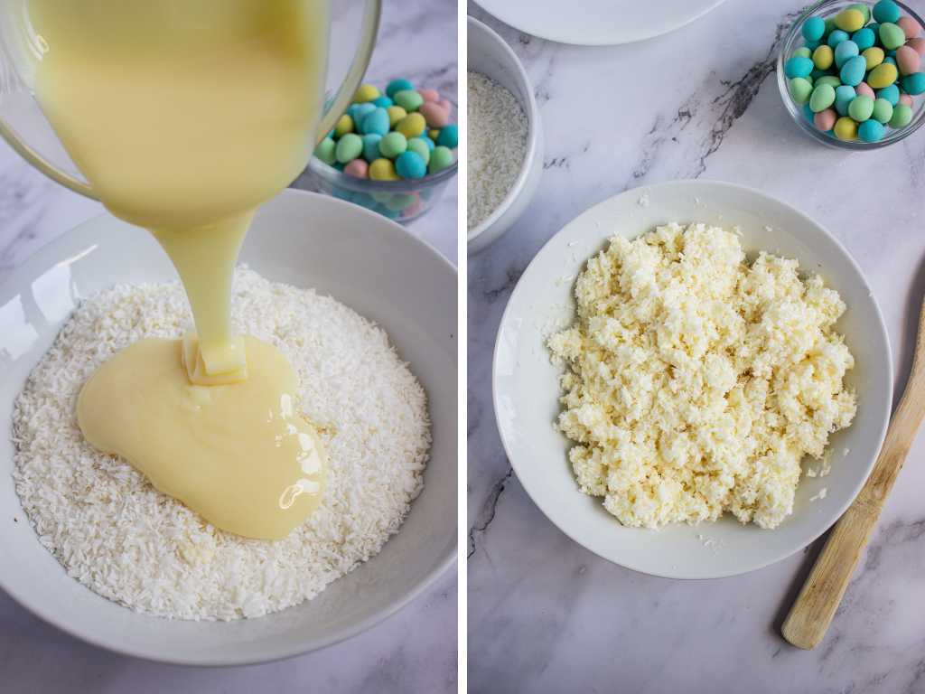 Coconut Easter nests process 1.