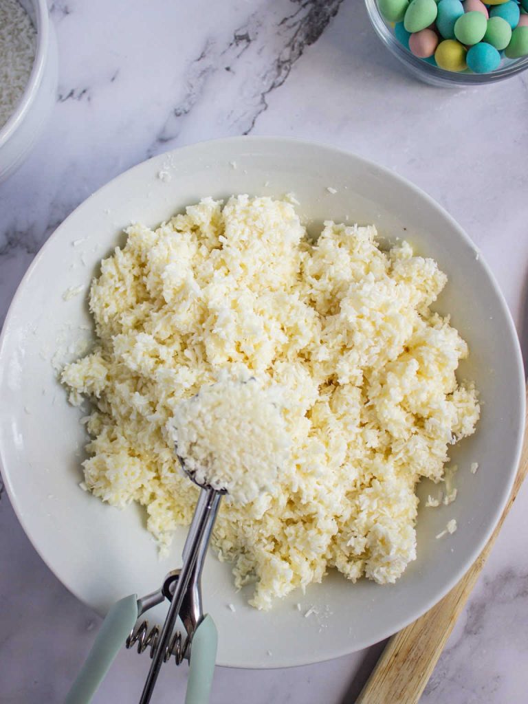 Coconut Easter nests process 2.