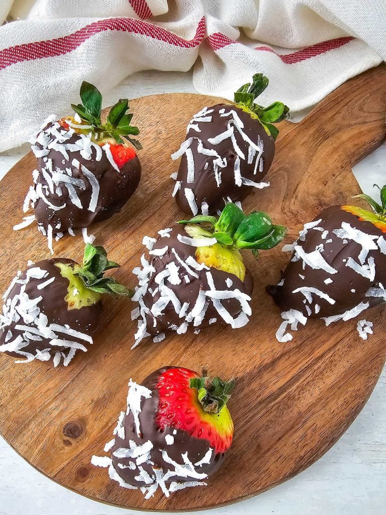 Coconut chocolate dipped strawberries