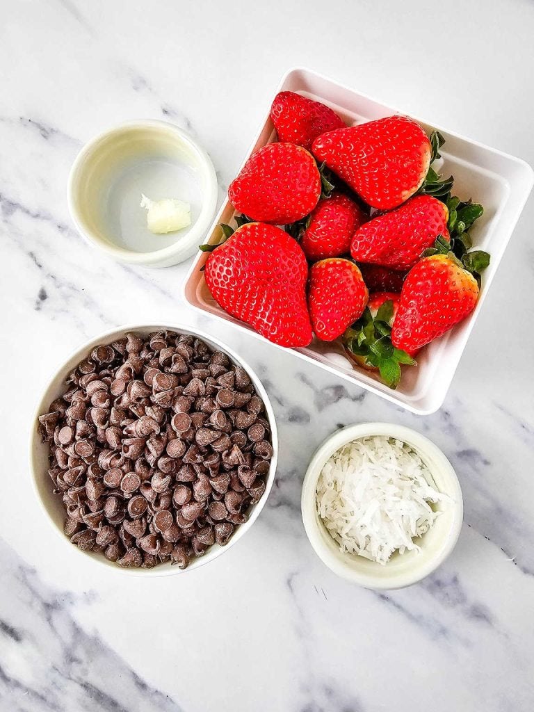 Coconut chocolate strawberries ingredients