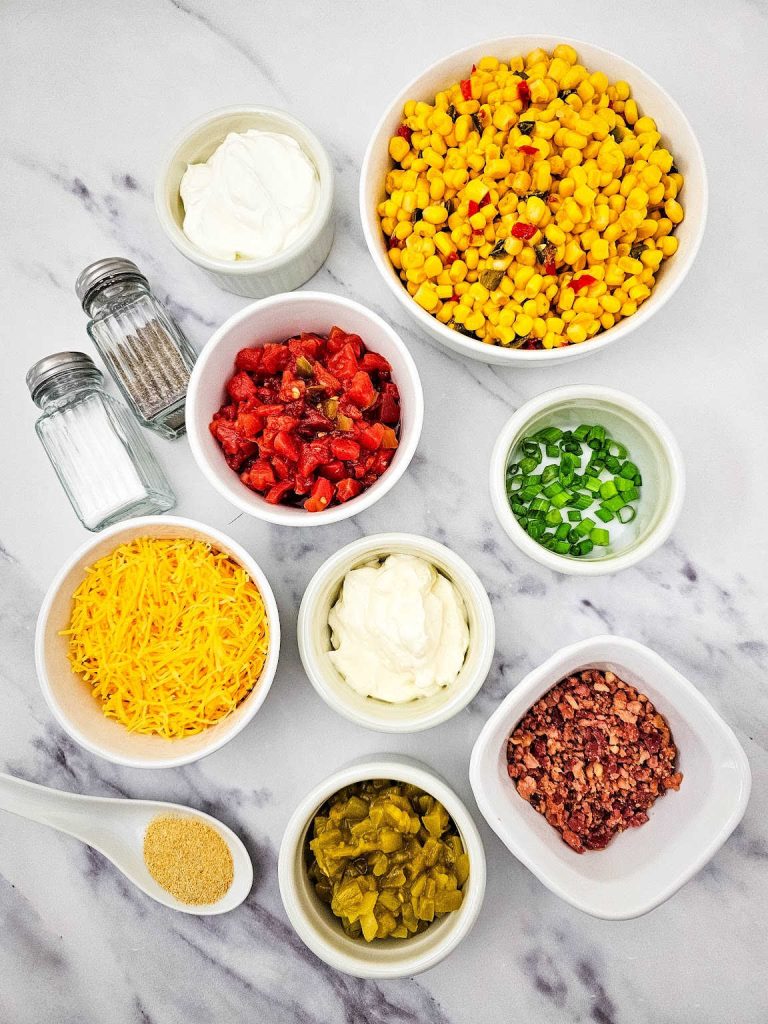 Corn dip ingredients.