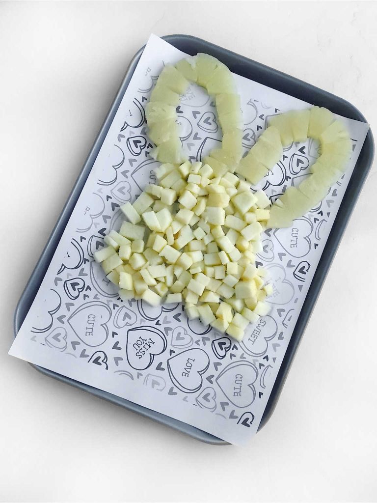 Easter bunny fruit board process 1.