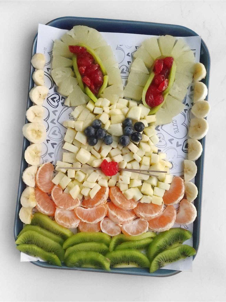 Easter bunny fruit board process 3.