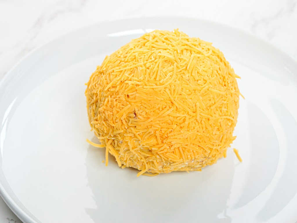 Cheese ball on a platter.