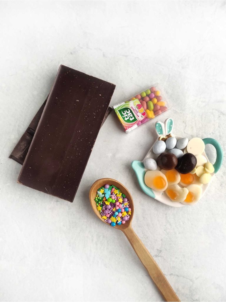 Easter chocolate bark ingredients.