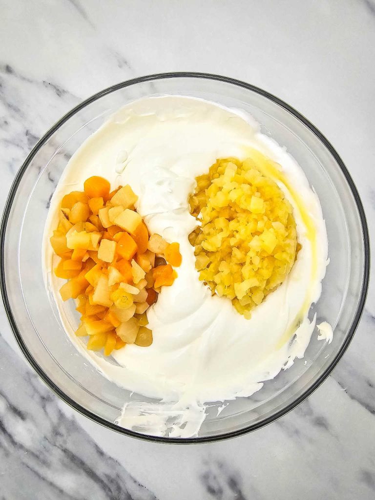 Easter fluff salad with peeps process 2.