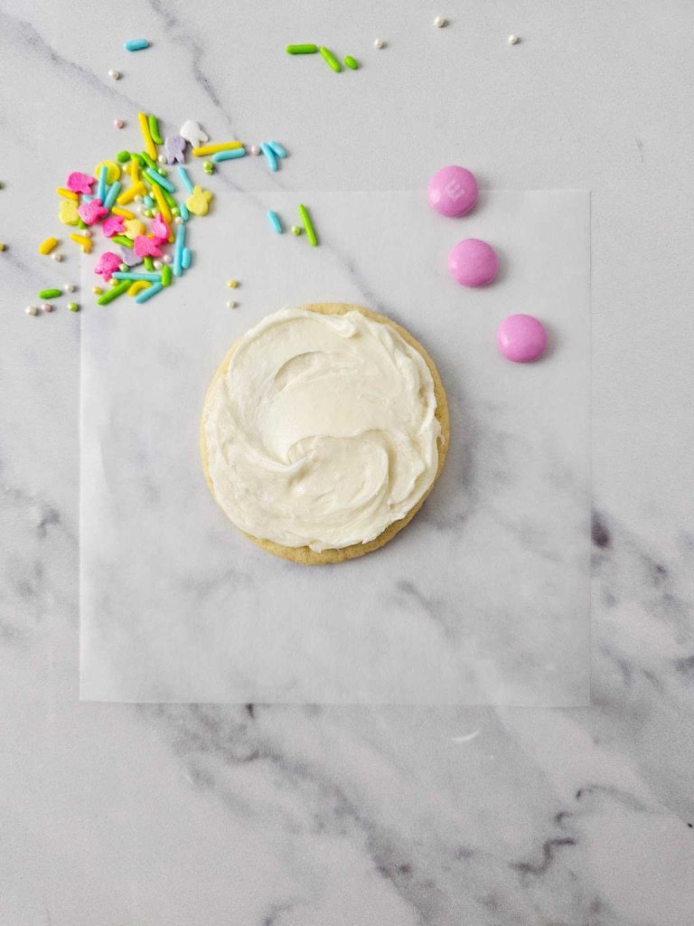 M&Ms bunny Easter sugar cookies progress 5.