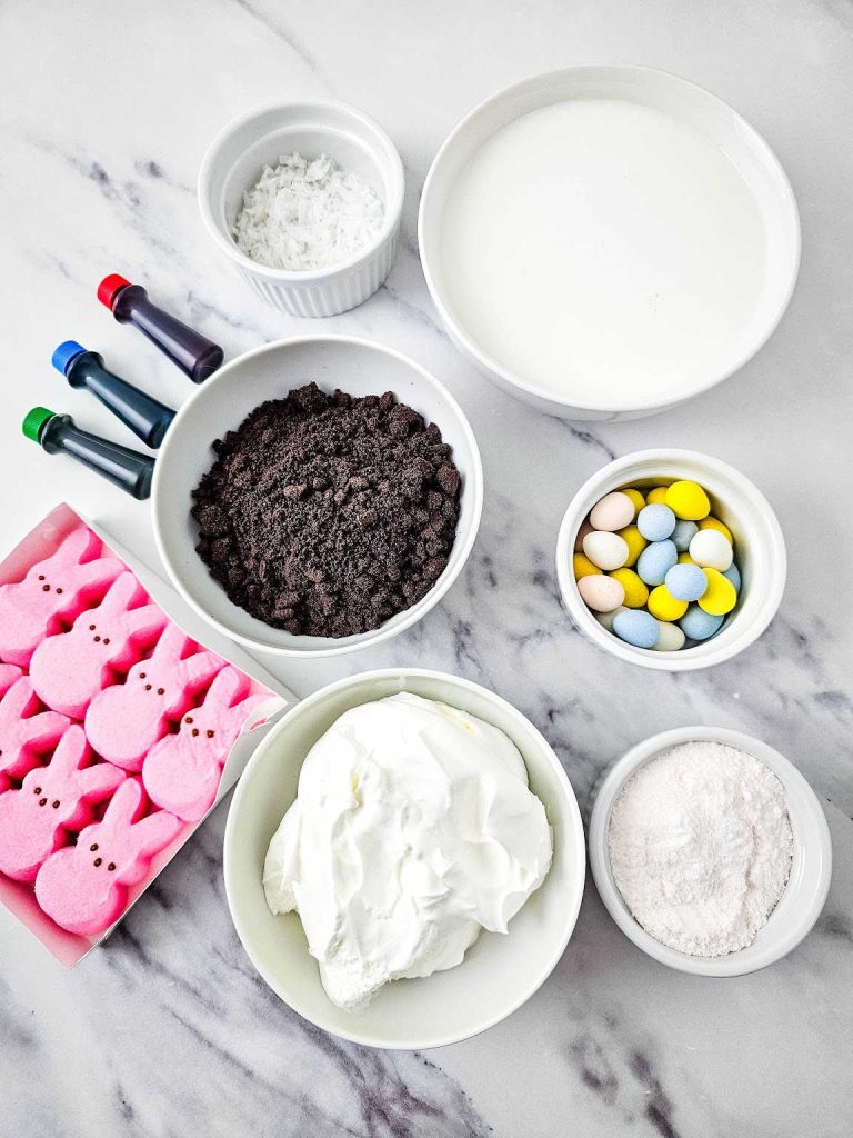 Peeps bunny cheesecake pudding cups ingredients.