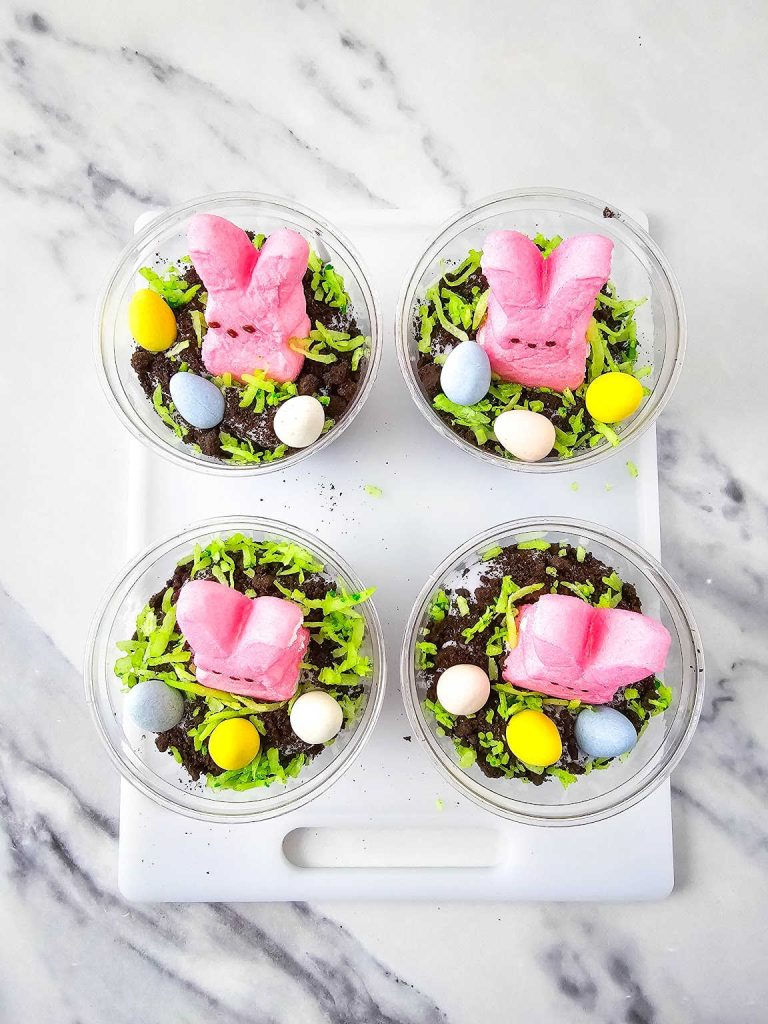 Peeps bunny cheesecake pudding cups process 8.