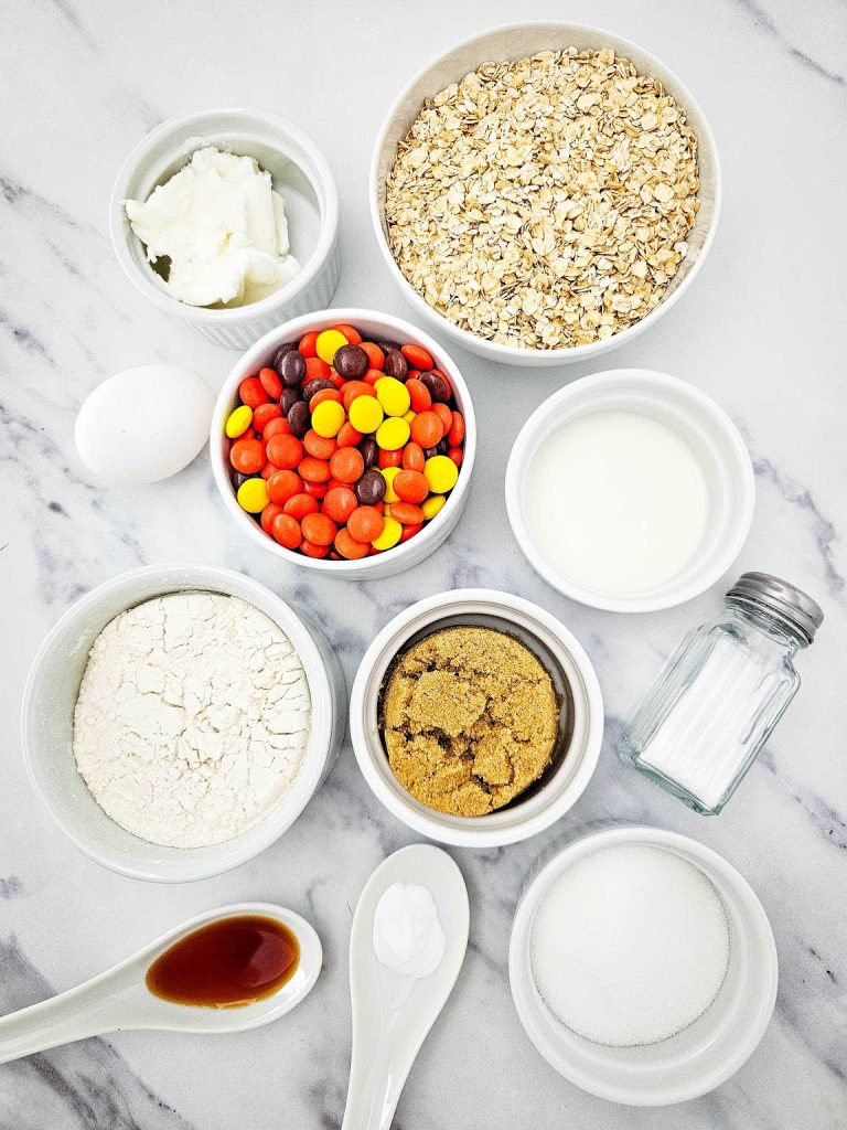 Reese's Pieces oatmeal cookies ingredients.