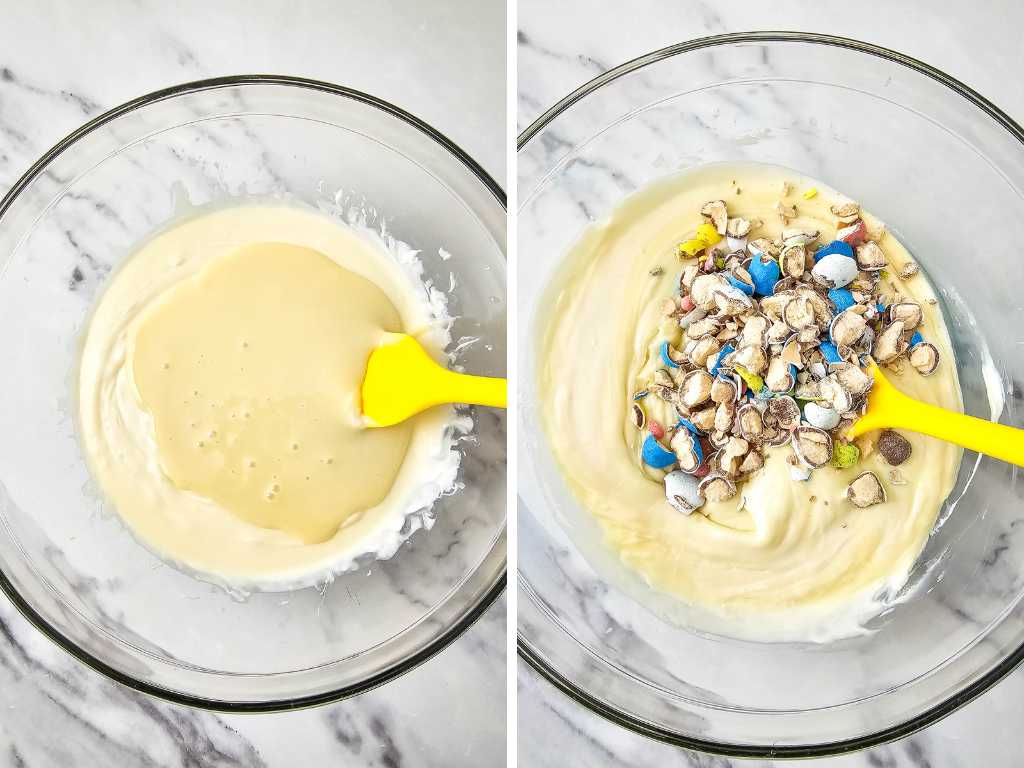 Robin eggs Easter fudge process 3.