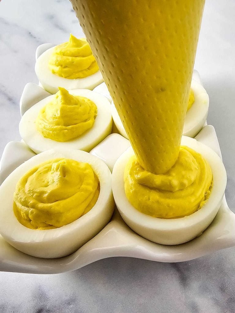 Easter chick deviled eggs process 8.