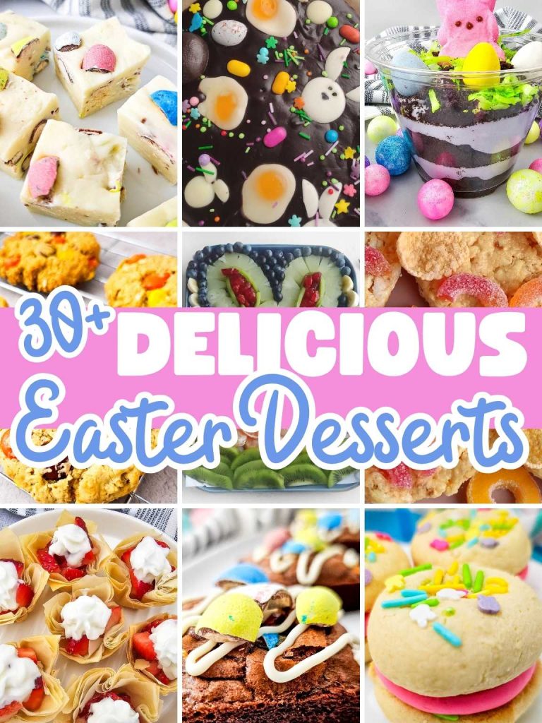 A collage of a variety of Easter desserts.