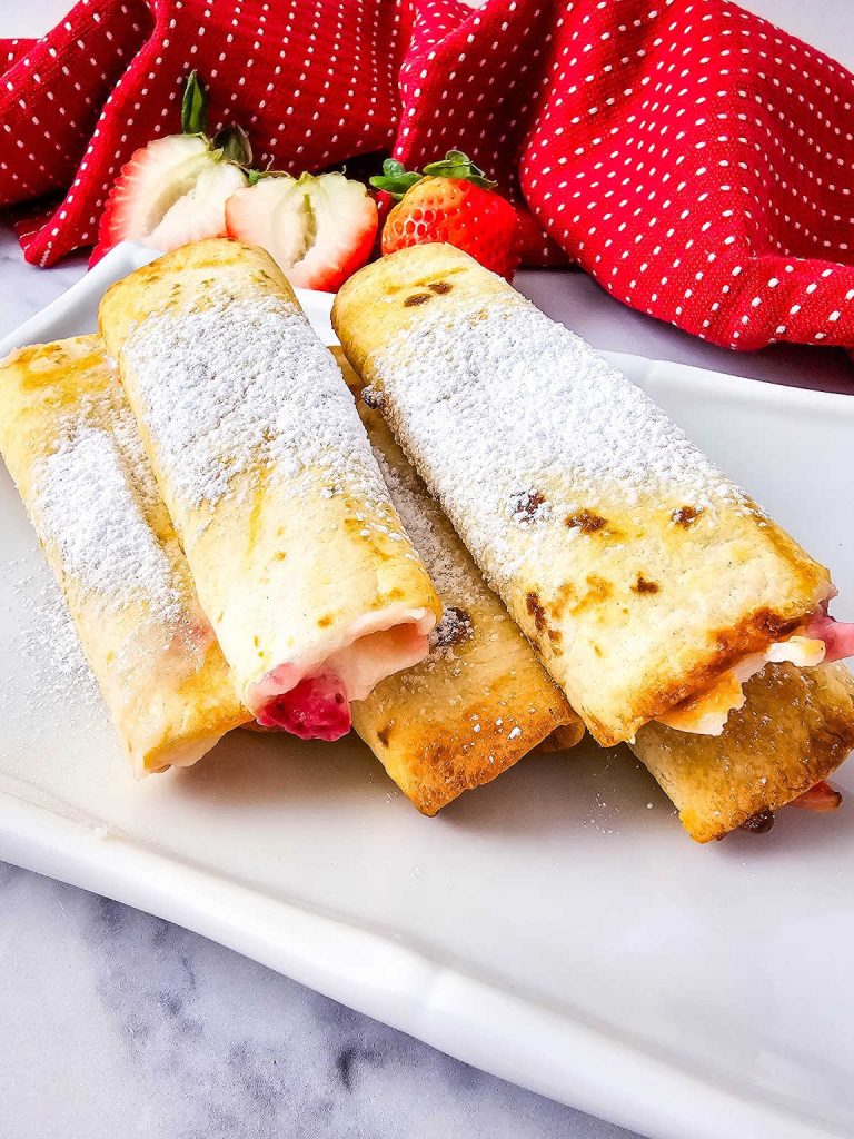 Air fryer strawberry cheesecake rollups