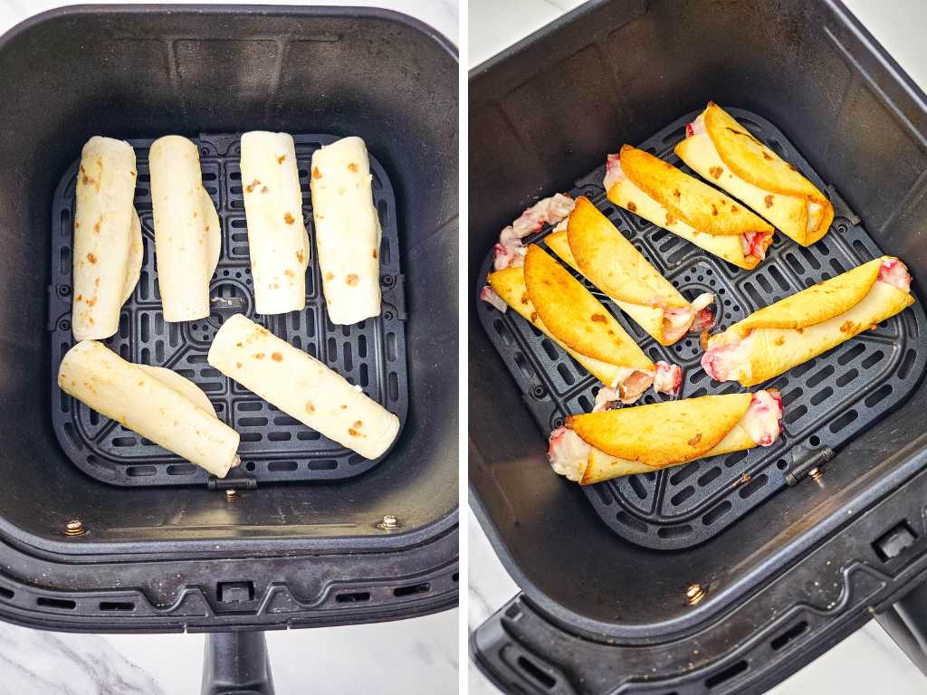 Air fryer strawberry cheesecake rollups process 6