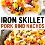 Iron skillet pork rind nachos pin