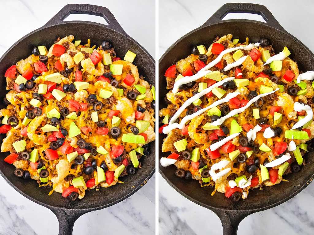 Iron skillet pork pork rind nachos process 7