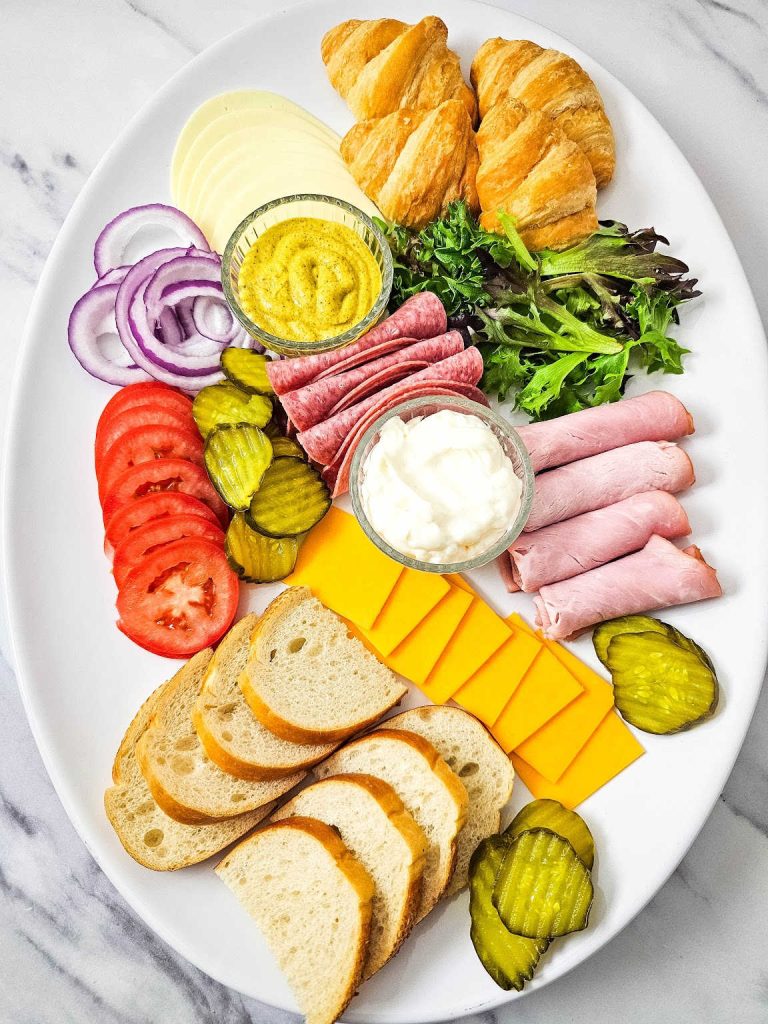 Mini sandwich charcuterie tray process 12