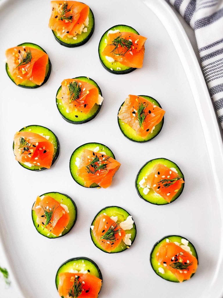 Salmon cucumber bites