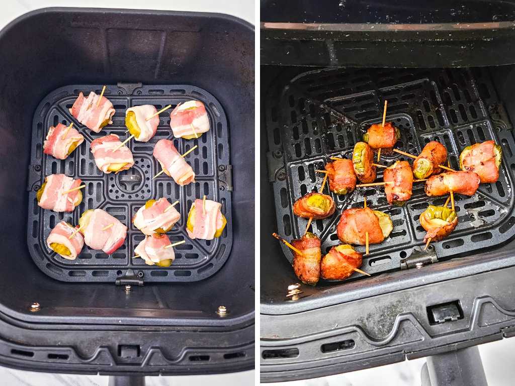 Air fryer bacon wrapped dilly bites process 5