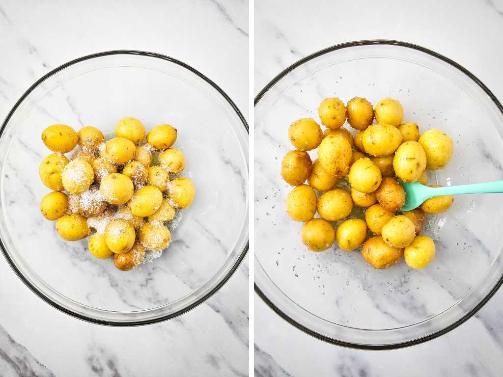Air fryer mini baked potato bites process 1