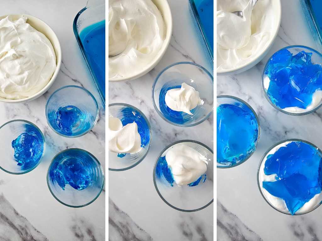 Berry blue jello cloud mousse process 4