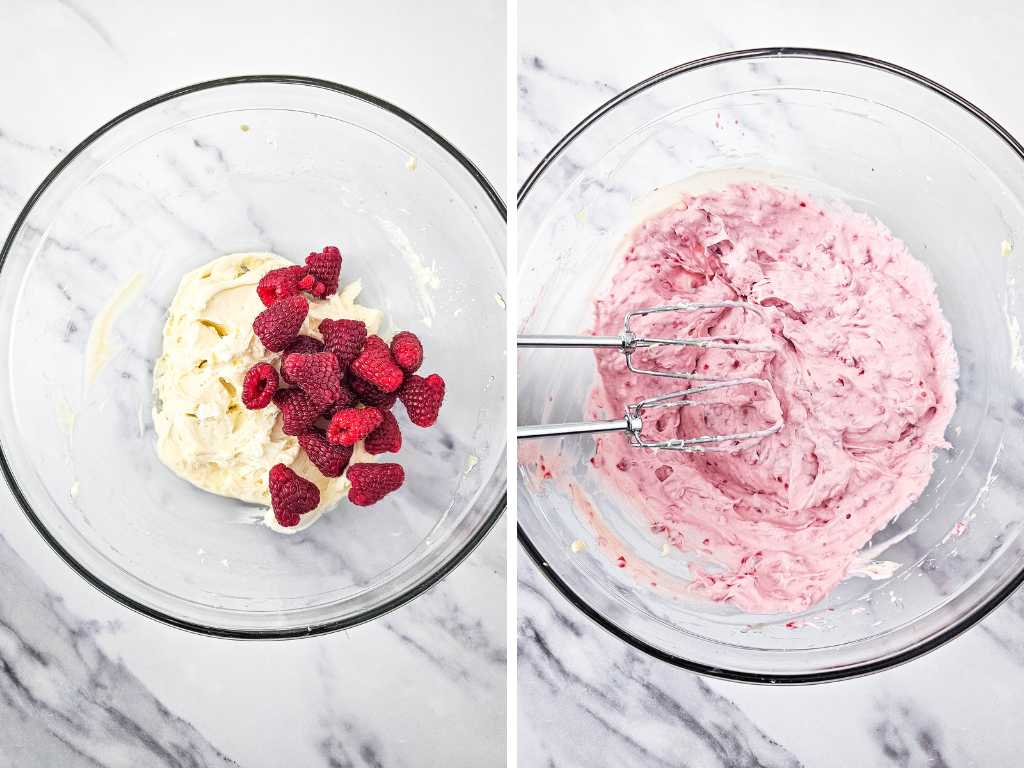 Raspberry cheesecake parfaits process 2