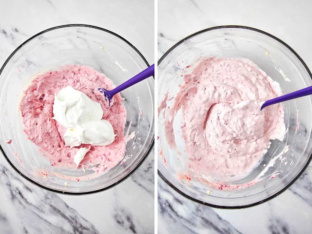 Raspberry cheesecake parfaits process 3