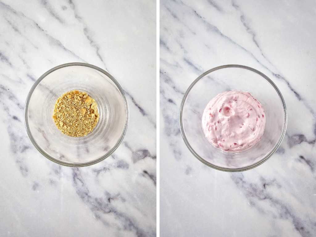 Raspberry cheesecake parfaits process 5