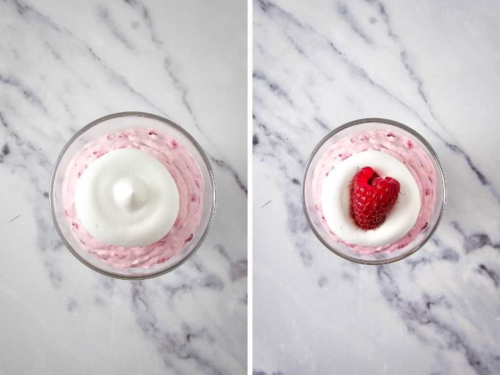 Raspberry cheesecake parfaits process 6