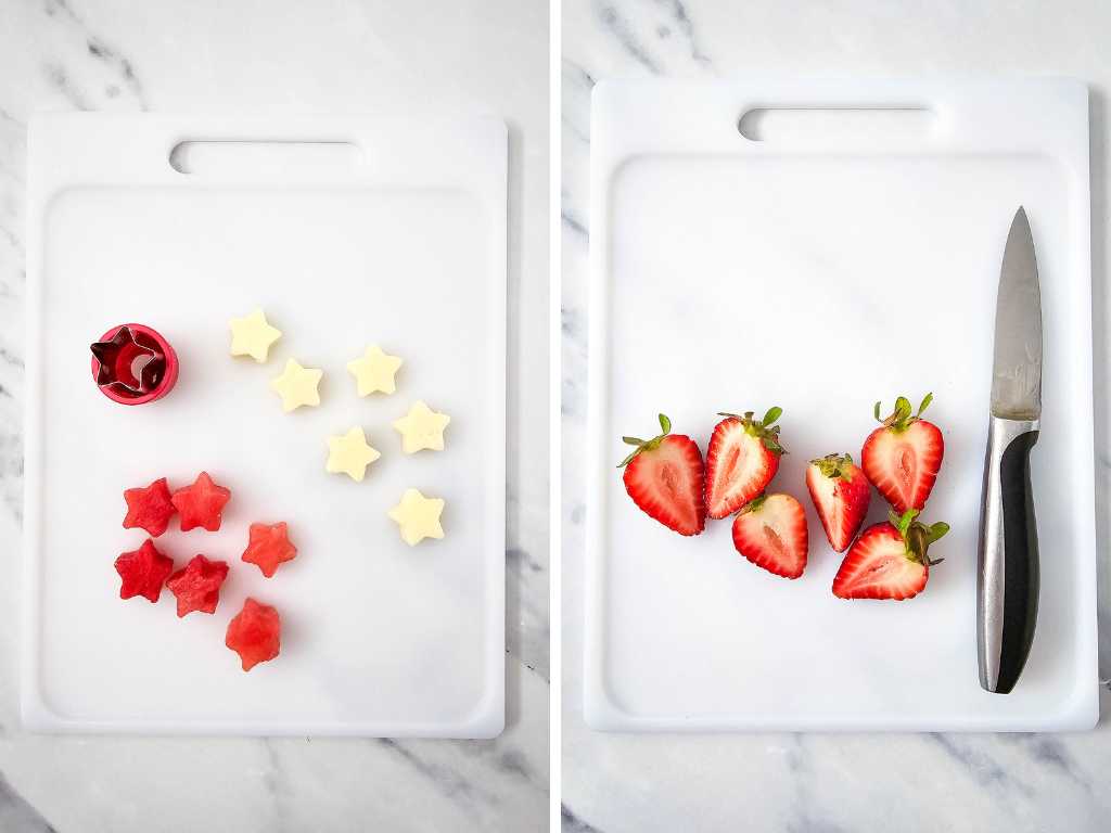 Red white and blue charcuterie cups process 1